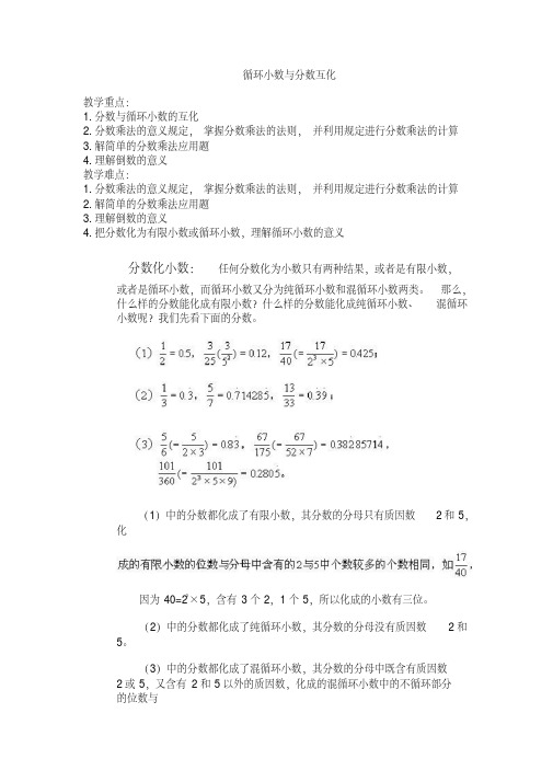 小升初奥数循环小数与分数互化