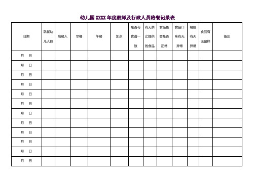 幼儿园陪餐记录表