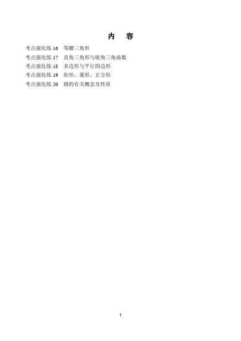 中考数学复习   29个考点强化训练 考点16-20