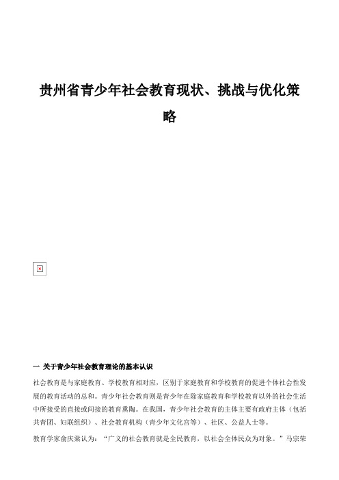 贵州省青少年社会教育现状、挑战与优化策略