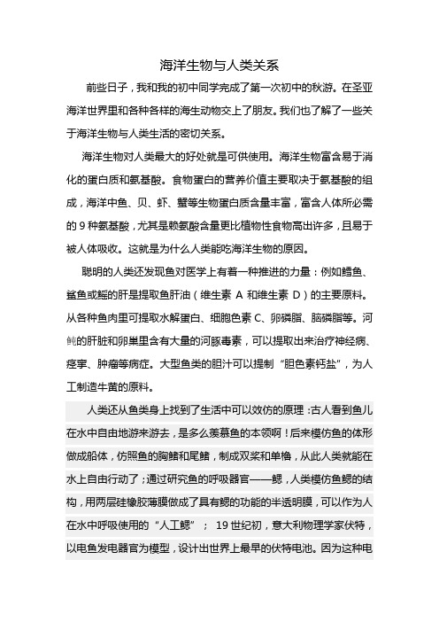 海洋生物与人类关系