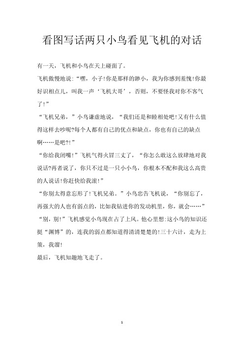 看图写话两只小鸟看见飞机的对话