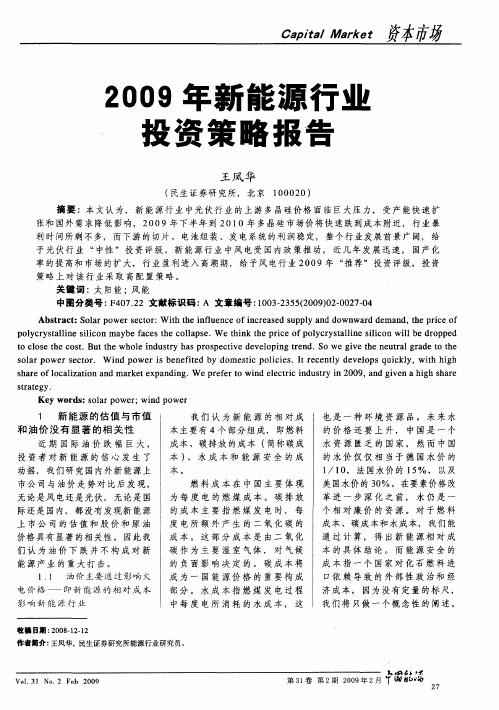 2009年新能源行业投资策略报告