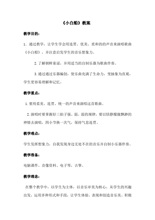 人民音乐出版社小学音乐五年级下册(简谱) 小白船-全国优质课一等奖