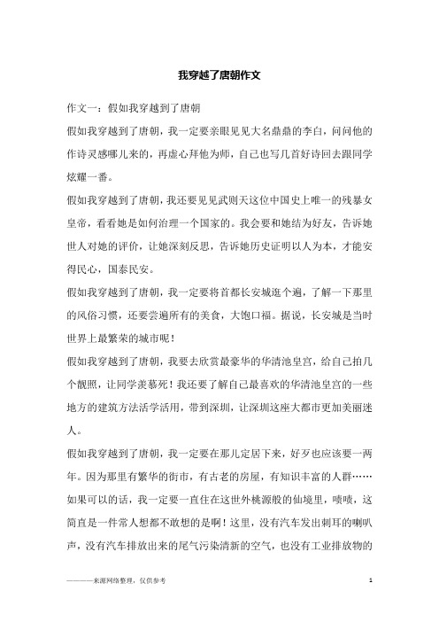 我穿越了唐朝作文