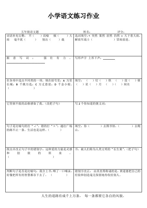 五年级语文课堂拓展精选练习IV (40)