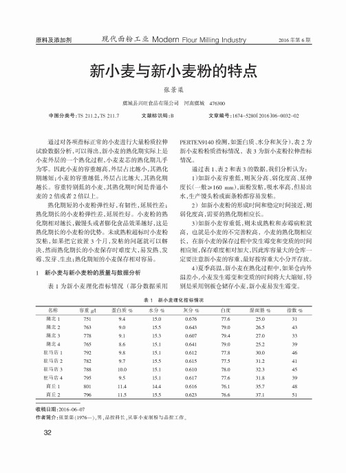 新小麦与新小麦粉的特点