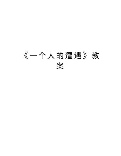 《一个人的遭遇》教案教学提纲