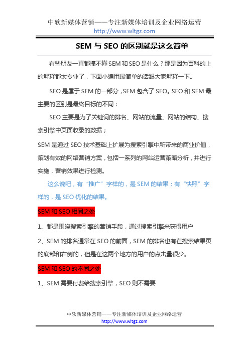 sem和seo的区别就是这么简单