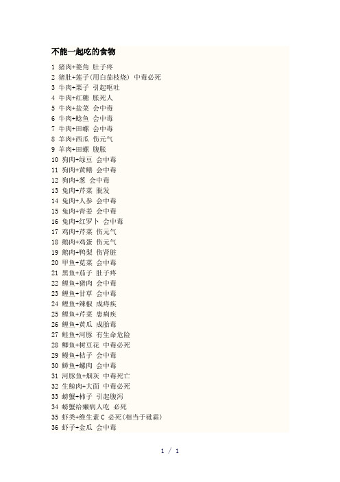 不能一起吃的食物word版