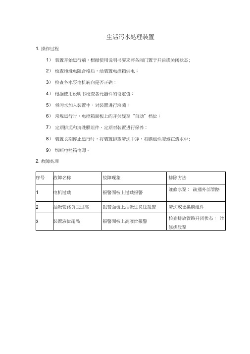 油污水压载水装置操作说明及故障处理