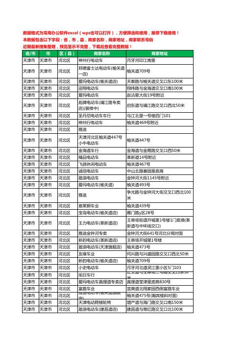 2020新版天津市天津市河北区电动车工商企业公司商家名录名单联系电话号码地址大全51家
