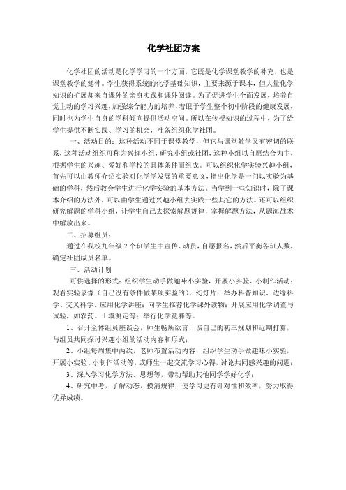 化学社团方案