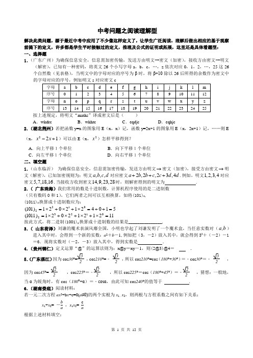 中考数学问题大全专题-阅读理解型