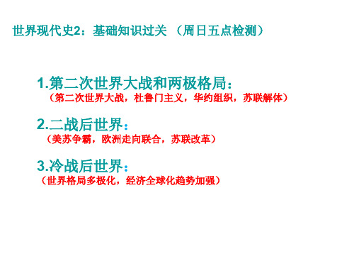 九年级下册历史二战及战后世界复习提纲