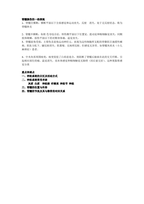 脊髓损伤的一些表现