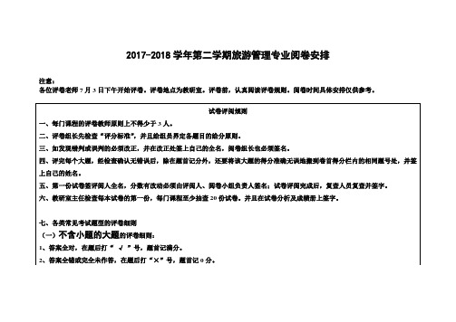 第二学期旅游管理专业阅卷安排.doc