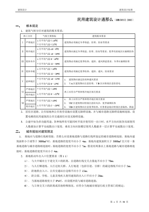 一级注册建筑师考试设计规范精华