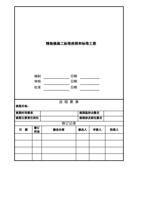 万科精装修标准流程与工期