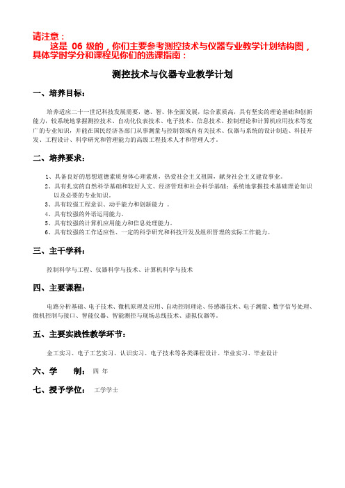 测控专业计划(2006)