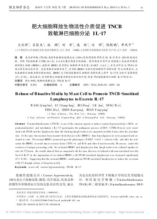 肥大细胞释放生物活性介质促进TNCB致敏淋巴细胞分泌IL_17