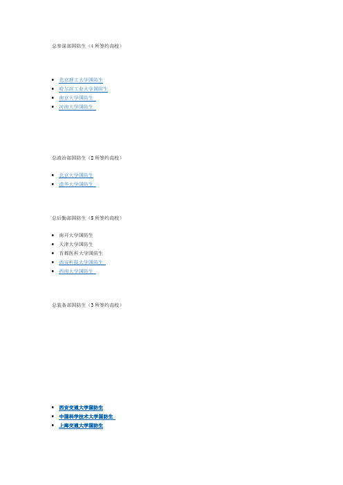 全军国防生分布