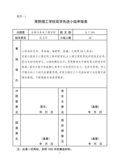 常熟理工学院双学先进小组申报材料1