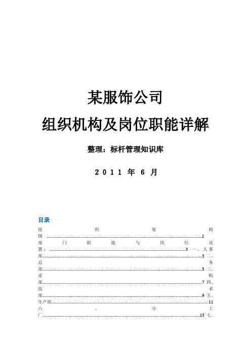 某服饰公司组织机构及职能讲解范文