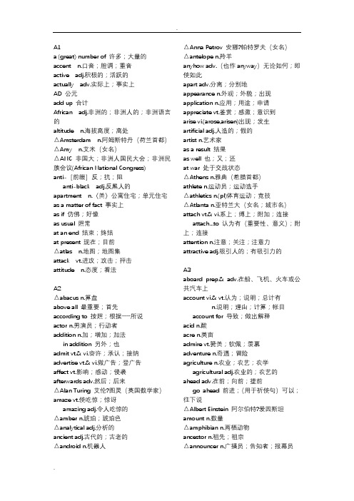 人教版英语必修1-选修8单词(按字母顺序)