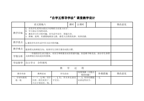 人教新课标小学语文一年级上册《课文 语文园地六 展示台+日积月累》优质课教学设计_2