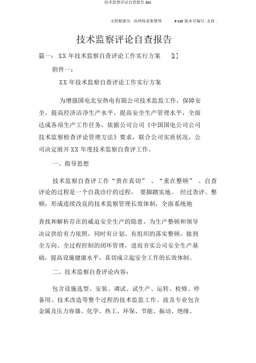 技术监督评议自查报告doc