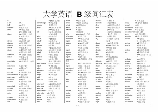 【精品】统考资料：《大学英语B》统考必备词汇表