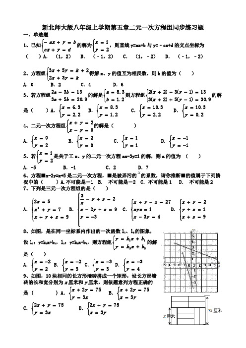 新北师大版八上第五章同步练习题