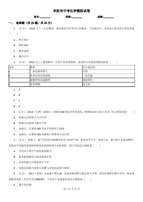 阜阳市中考化学模拟试卷
