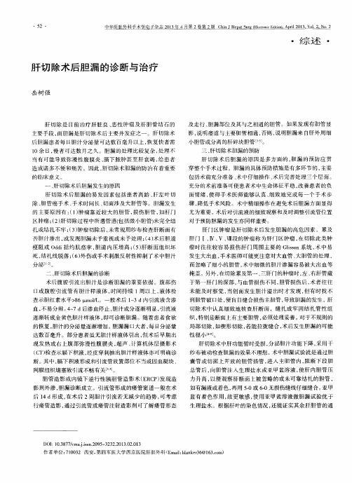 肝切除术后胆漏的诊断与治疗