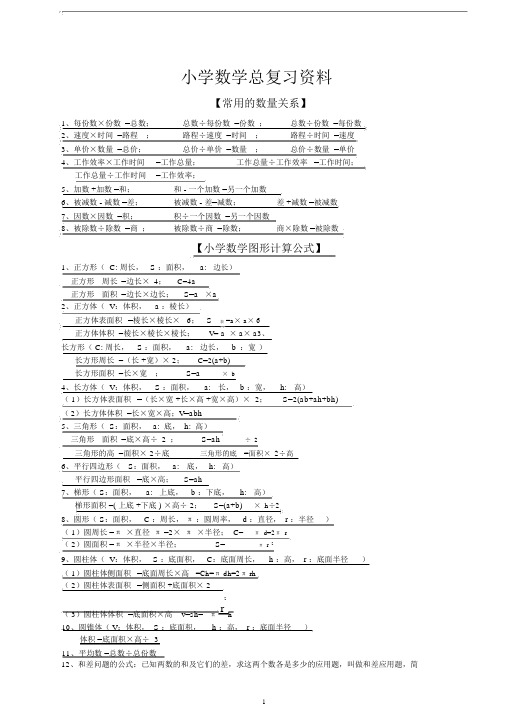 人教版小学六年级数学毕业总复习知识点概括归纳.docx