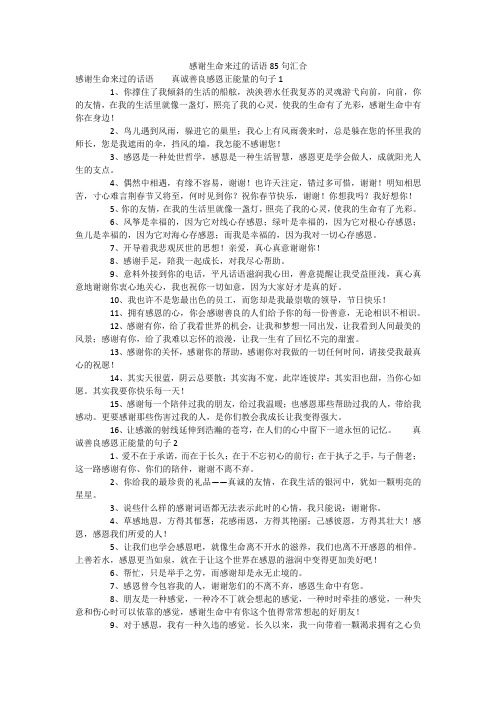 感谢生命来过的话语85句汇合