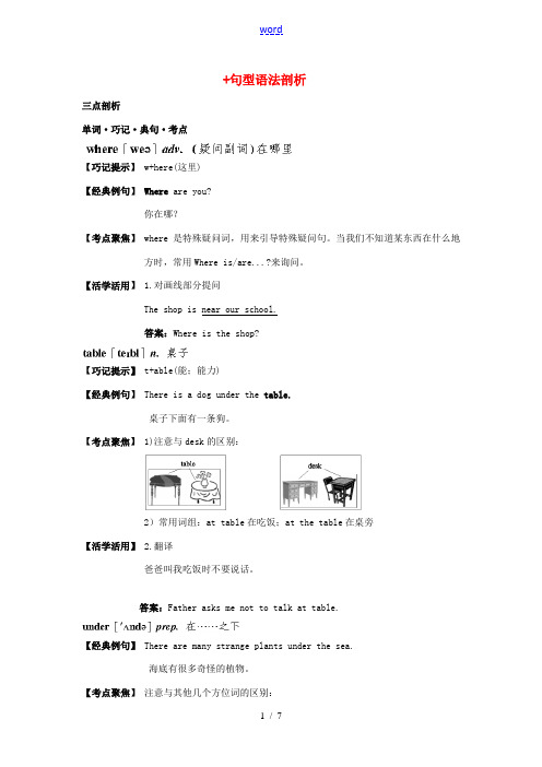 七年级英语上册 Unit 4 Where’s my backpack单词巧记+句型语法剖析 人教新目