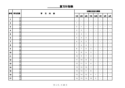 艾宾浩斯表格365天计划