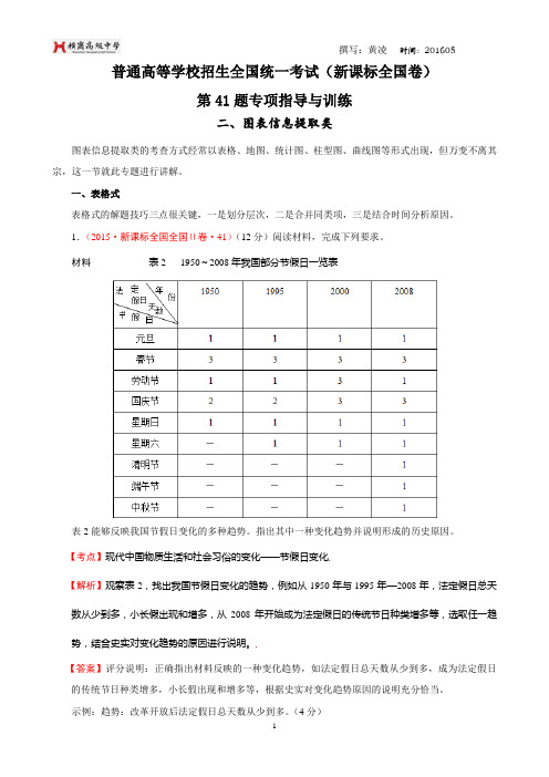02全国卷第41题解题指导与训练——图表信息类(二)