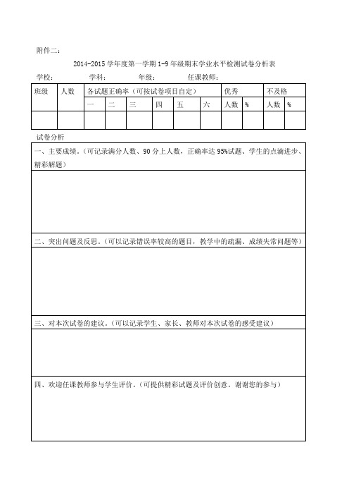 六年级数学试卷分析表