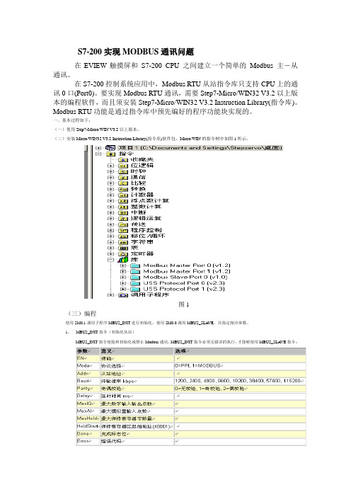 S7-200实现MODBUS通讯问题