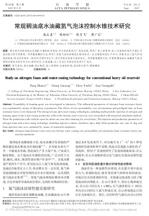 常规稠油底水油藏氮气泡沫控制水锥技术研究_庞占喜