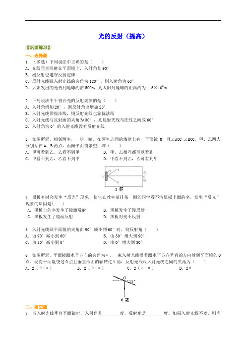 初二物理经典 光的反射(提高)巩固练习