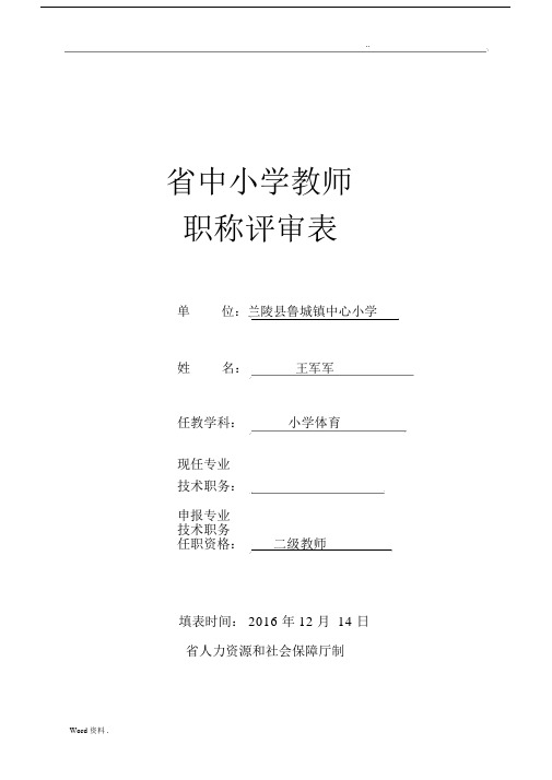 山东省中小学教师职称评审表(样表).docx