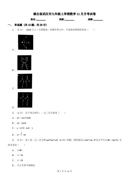 湖北省武汉市九年级上学期数学11月月考试卷