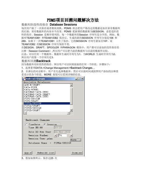 PDMS项目回溯问题解决方法