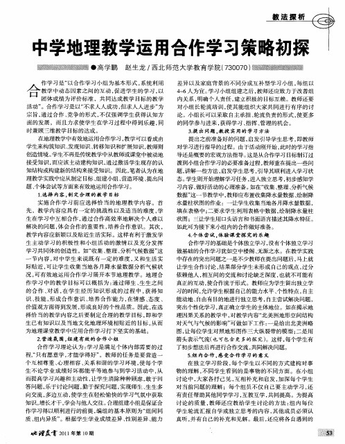 中学地理教学运用合作学习策略初探