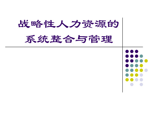 战略性人力资源管理的系统整合与管理
