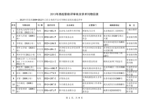 山西省教育厅公布  2013不合格期刊名单(发布)